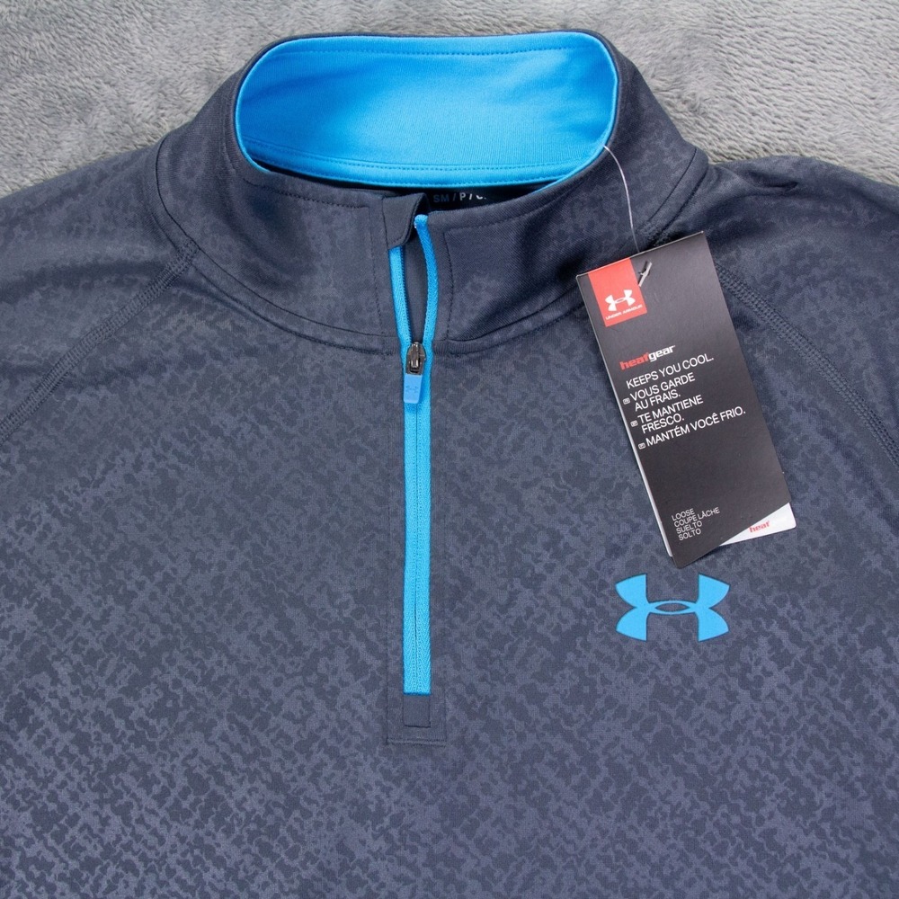 NWT Under Armour Mens S Heat Gear 1/4 Zip Pullover Shirt Gray LS Lightweight - Picture 3 of 13